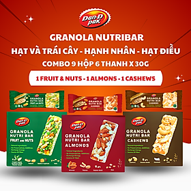 [SALE MẠNH Combo Năng Lượng] Hộp 6 Thanh Granola Nutri Bar Mix 3 loại Điều, Hạnh nhân, Hạt và Trái Cây 30g Dan-D Pak