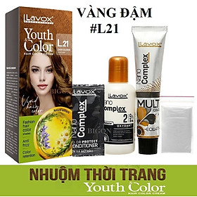 (Vàng Đậm) Kem Nhuộm Tóc Màu Thời Trang Lavox Youth&Color L21 - Dark Blonde