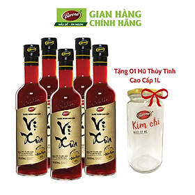 Combo 5 chai Nước Mắm Phú Quốc Cao Cấp Vị Xưa 40 độ đạm 500ml, tặng 1 hũ thủy tinh cao cấp 1 lít