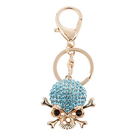 Rhinestone Crystal Fashion Skull Crossbones Keyring Keychain Charm Bag Pendant Blue