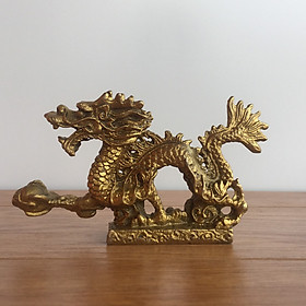 Tượng Rồng bằng đồng thau cỡ nhỏ dài 12cm