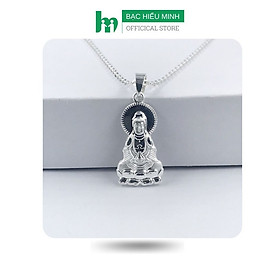 Dây Và Mặt Dây Chuyền bạc 925  hình Phật Bà Quan Thế Âm Bồ Tát DMD162 Bạc Hiểu Minh
