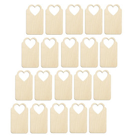 20 Pieces Heart Shaped Wooden Rectangle Shape Tag Embellishment for Crafts