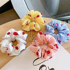 Chun Cột Tóc Dâu Tây Scrunchies Hàn Quốc - Buộc Tóc Scrunchies Dâu Tây