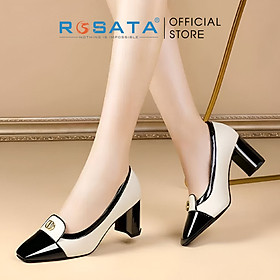 Giày nữ cao gót phối đen trắng ROSATA RO391 - 6p - HÀNG VIỆT NAM - BKSTORE