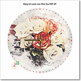 Mua Đồng hồ treo tường  đồng hồ tranh treo tường hoa hồng vintage  đồng hồ dạng tròn  đồng hồ độc lạ  đồng hồ treo phòng khách  phòng ngủ  nhà bếp  đồng hồ tranh quà tặng Phát Gia PGT38-97