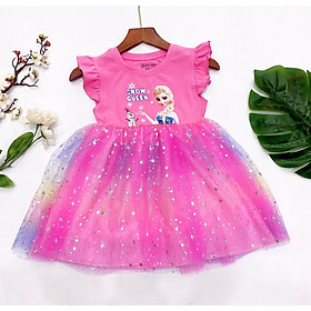 Đầm voan công chúa Elsa cho bé gái sắc màu cầu vồng dự tiệc diện tết đẹp size 10-40kg hàng thiết kế cao cấp