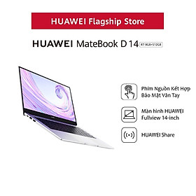 Máy Tính Xách Tay Laptop HUAWEI MateBook D14 AMD (R7 | 8GB/512GB) | Màn Hình HUAWEI Fullview 14-Inch | Card Đồ Họa RX Vega 10 Radeon | Phím Nguồn Kết Hợp Bảo Mật Vân Tay | Hàng Phân Phối Chính Hãng