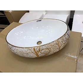 Mua Chậu để bàn Elip.Chậu rửa mặt elip.Chậu rửa hoa mai vàng