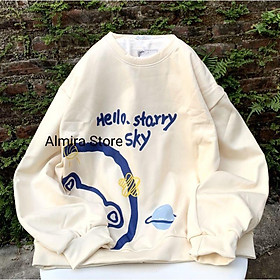 Áo Nỉ Sweater Gấu Hello Form Rộng Tay Bồng Unisex , Áo sweater nỉ bông tay dài Gấu Dead Bear Titan form rộng Unisex nam nữ form rộng