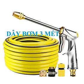 Bộ dây vòi xịt nước rửa xe,tưới cây .tăng áp 3 lần,loại 3m,5m 206701-2đầu đồng,cút,nối đồng+ tặng túi đựng bút