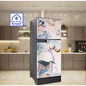 Decal dán tủ lạnh mẫu hưu tài lộc bạc - Chất liệu chống nước, phù hợp với mọi loại tủ