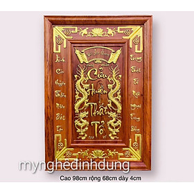 Tranh thờ cửu huyền thất tổ bằng gỗ hương đỏ sơn pu dát vàng cao cấp kt 68×98×4cm 