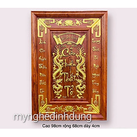 Mua Tranh thờ cửu huyền thất tổ bằng gỗ hương đỏ sơn pu dát vàng cao cấp kt 68×98×4cm