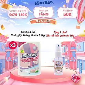 Combo 03 túi nước giặt kháng khuẩn Mao Bao 1800g