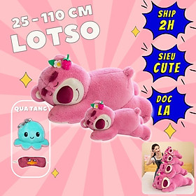 Gấu bông Lotso nằm siêu dễ thương – Size từ 40 đến 90 cm – Quà tặng thú nhồi bông tai dâu nằm – Gối ôm hugging bear cho bé ngủ ngon