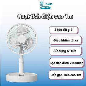 Quạt Tích Điện Gấp Gọn Kéo Dài Thông Minh Quạt Phun Sương Mini Để Bàn Kiêm Sạc Dự Phòng, Siêu Yên Tĩnh Pin Trâu 7200mAh - Hàng chính hãng