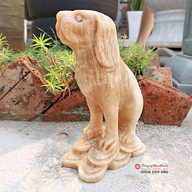 Mua Tượng chó tuổi tuất 12 con giáp phong thủy đá vân gỗ 15cm đá Non Nước