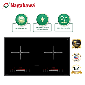 Mua Miễn phí giao lắp toàn quốc - Bếp Đôi Điện Từ Inverter Nagakawa NAG1202M - Bảo hành 5 năm - Made in Malaysia - Hàng Chính Hãng