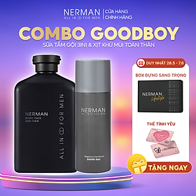 Combo Badboy Nerman - Sữa tắm gội 3in1 hương nước hoa cao cấp 350ml & Gel vệ sinh nam 100ml & Nước hoa khử mùi 100ml