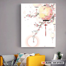 Mua Tranh trang trí tự tô màu theo số đèn lồng hoa đào HL4298