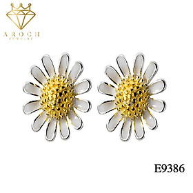 Khuyên tai bạc Ý s925 hoa cúc nhỏ xinh xắn E9386 - AROCH Jewelry