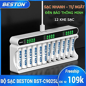 Mua Bộ Sạc 12 cổng (khe) AA AAA Beston C9025L  mẫu mới 2022 Sạc nhanh  tự ngắt khi đầy  đèn báo thông minh