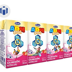 THÙNG SỮA DINH DƯỠNG VINAMILK ADM GOLD HƯƠNG DÂU - LỐC 4 HỘP X 110ML