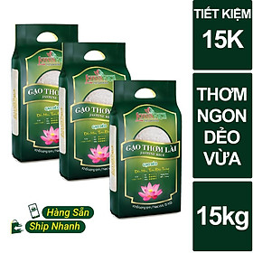 Combo 3 túi Gạo Thơm Lài Lotus Rice 5kg tổng 15kg