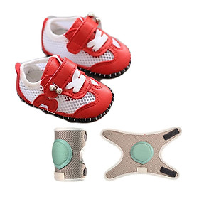 Combo Giày tập đi chống trượt cho bé có lớp lưới thoáng mát và 2 Lót bảo vệ đầu gối cho bé tập bò, chống trượt, giữ thăng bằng