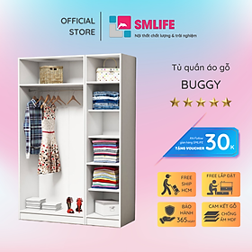 Tủ quần áo gỗ hiện đại SMLIFE Buggy | Gỗ MDF dày 17mm chống ẩm | D120xR45xC180cm