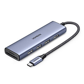 Ugreen 20956A USB type C sang 1 x HDMI 4K30Hz + 3 x USB3.0 + TF + SD Bộ chuyển 6in1 CM511 20025124 - Hàng chính hãng