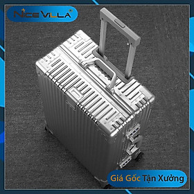 Vali Nhôm Nguyên Khối Khóa Sập NiceVilla 20inch & 24inch $ 29inch - Bạc V Góc