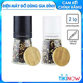 Bộ 2 hũ xay tiêu thủy tinh CKO115S2 140ml Lock&Lock – Màu đen & trắng