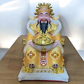 Tượng tài địa đá gấm vàng phú quý RỒNG VIỆT, tượng thần phát 8inch, tài địa 6inch cho ban thờ 48cm