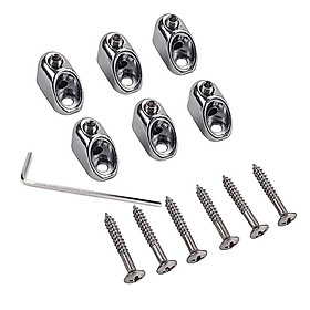 6 x Chrome Guitar Strings Locking Nut Instrument Replacement Parts