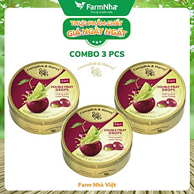 (Combo 3 hộp) Kẹo trái cây Cavendish & Harvey vị CHERRY WITH LIME FILLING 175gr - Vị ngọt tự nhiên tuyệt vời từ Đức