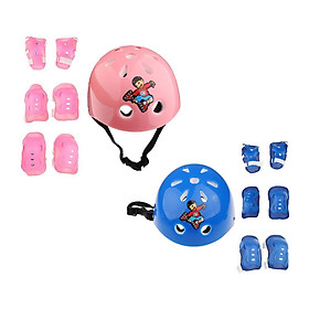 14 Pieces Kids Children Boy Girl Roller Skating   Knee Elbow Pad Wrist Guard  Sets Pink and Blue