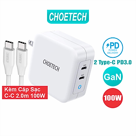 Adapter Củ Sạc Điện Thoại Laptop 100W CHOETECH PD6008 GaN PD 100W - Hàng Chính Hãng