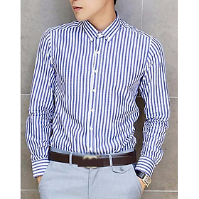 Áo sơ mi nam sọc trắng xanh 