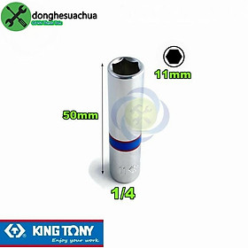 Tuýp 11mm loại 1/4 có 6 cạnh Kingtony 223511M dài 50mm