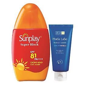 Sữa Chống Nắng Sunplay Cực Mạnh Sunplay Super Block SPF 81 PA++++ (30g) + Tặng Kem Rửa Mặt Hada Labo (25g)