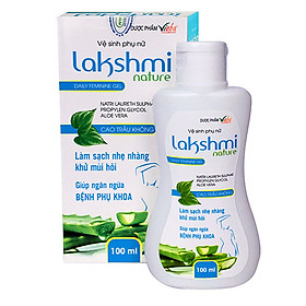Dung dịch vệ sinh phụ nữ Lakshmi - Làm sạch nhẹ nhàng, kháng khuẩn, khử mùi hôi, làm dịu mát da khi bị khô sát, ngứa ngáy, khó chiu. Duy trì độ ẩm độ pH cho da vùng kín. Chai 100ml.