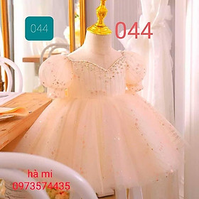 đầm công chúa vàng da đính cườm cho bé dự tiệc sinh nhất, thôi nôi bé từ 7kg-42kg