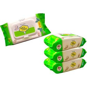 Combo 4 Gói Khăn Ướt Max Cool 80 Tờ Không Hương ( 80 tờ x 4 )