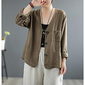 Áo blazer nữ 1 lớp mặc nhẹ, thiết kế dài tay có túi thật, lên chuẩn form, mẫu mới nhà Đũi Việt DV07