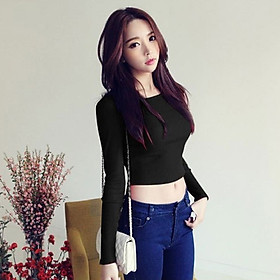 Áo crop top tay dài cổ tròn tập yoga
