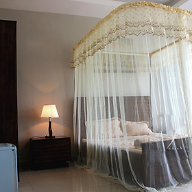 Mùng ( màn ) Khung Ròng Rọc Không Khoan Tường Sang Trọng ( Vàng Nhạt)