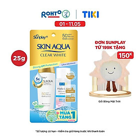 Kem chống nắng Skin Aqua dưỡng trắng, kiểm dầu, dùng hàng ngày dạng sữa Sunplay Skin Aqua Clear White Eco Việt Nam SPF50, PA++++ 25g