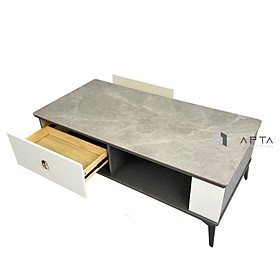 Mua Bàn trà phòng khách mặt chữ nhật TS1006-12E Nội thất Capta Bàn phòng khách mặt đá ceramic xám vân mây nhám khung bàn MDF chân bàn sắt sơn tĩnh điện màu đen hcm